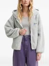 American Vintage Hoktown Teddy-fleece Zip-up Hoodie In Gray