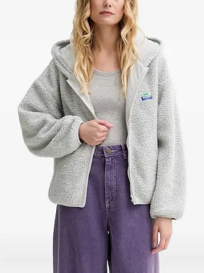 American Vintage Teddy-fleece Zip-up Hoodie In Gray