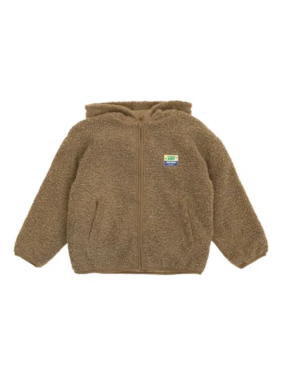 American Vintage Kids' Teddy-fleece Zip-up Jacket In Brown
