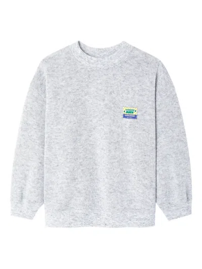 American Vintage Kids' Textured Logo-patch Sweatshirt In Gray