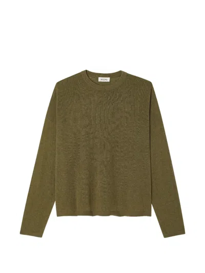 American Vintage Toima Round-neck Cotton Sweater In Green