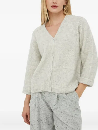 American Vintage V-neck Button Cardigan In Gray