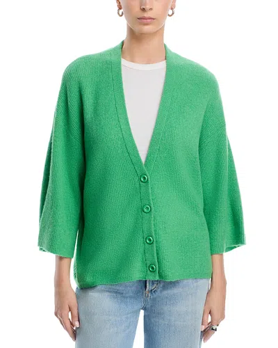 American Vintage V Neck Cardigan Sweater In Green