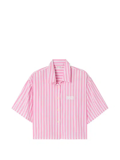 American Vintage Vextown Striped Cotton Shirt In Pink