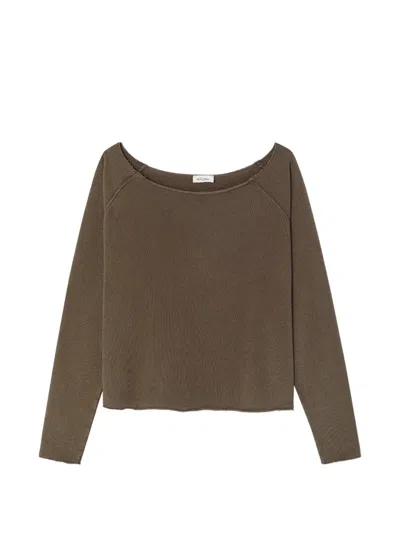 American Vintage Vibtown Boat-neck Sweatshirt In Brown
