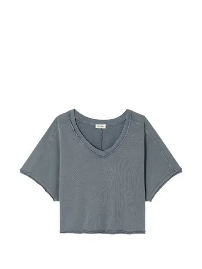 American Vintage Vibtown Raw-edge T-shirt In Gray