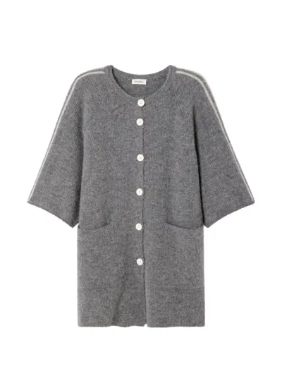 American Vintage Vitow Buttoned Short-sleeve Cardigan In Gray