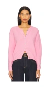 American Vintage Soft Knit Cardigan With Ribbed Cuffs And Hem In Pink