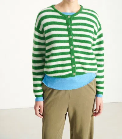 American Vintage Vitow Striped Cardigan In Green Stripe In Multi