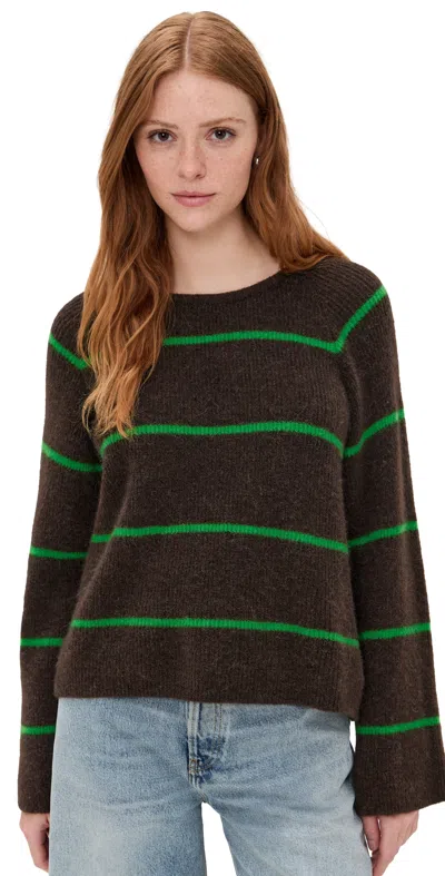 American Vintage Vitow Sweater Café Chine Rayures Trefle In Brown