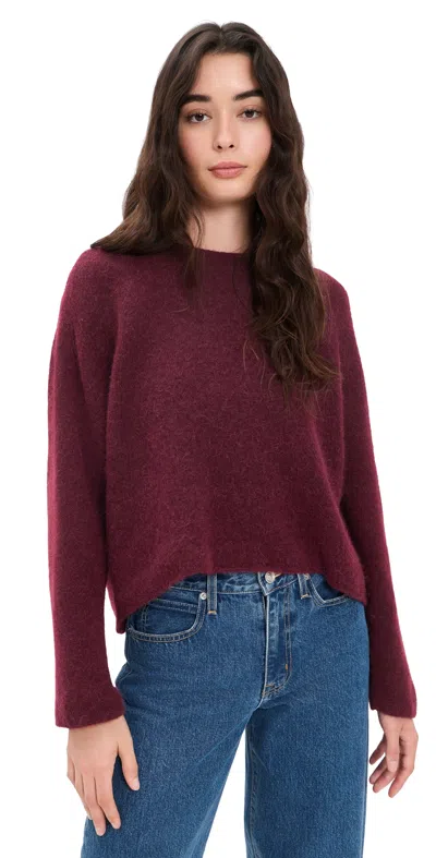 American Vintage Alpaca Cropped Loose-fit Thick-knit Sweater In Burgundy
