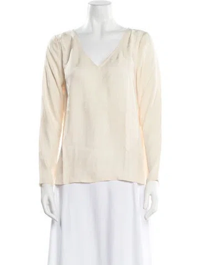 Pre-owned American Vintage V-neck Long Sleeve Blouse In Neutral