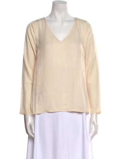 Pre-owned American Vintage V-neck Long Sleeve Blouse In Neutral