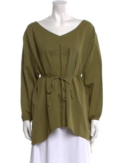 Pre-owned American Vintage V-neck Long Sleeve Blouse W/ Tags In Green