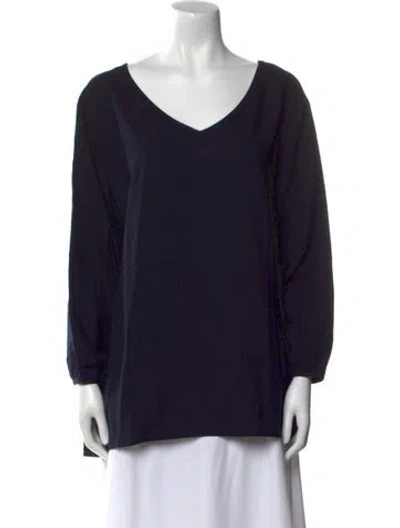 Pre-owned American Vintage V-neck Long Sleeve Sweatshirt In Blue