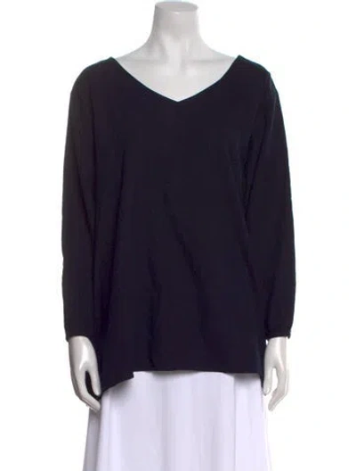 Pre-owned American Vintage V-neck Long Sleeve Top In Blue