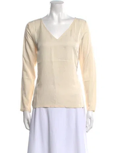 Pre-owned American Vintage V-neck Long Sleeve Top W/ Tags In Neutral