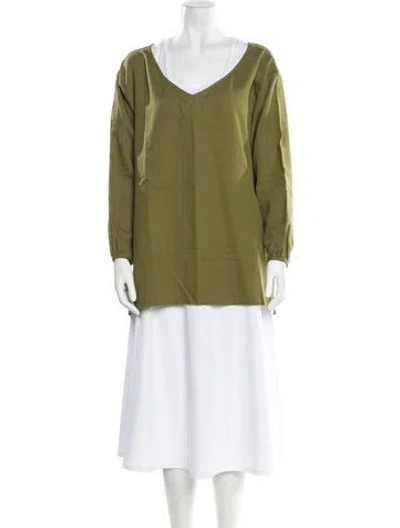 Pre-owned American Vintage V-neck Long Sleeve Tunic In Green