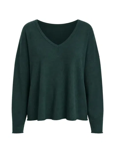 American Vintage V-neck Long-sleeve Sweater In Green
