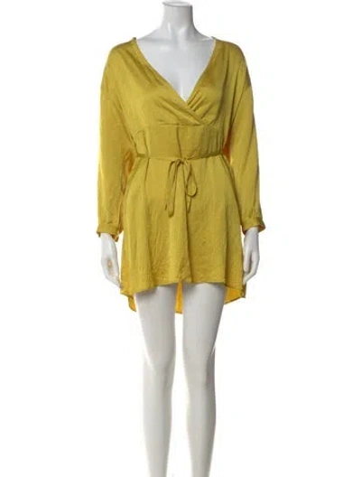 Pre-owned American Vintage V-neck Mini Dress In Yellow