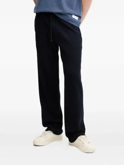 American Vintage Waffle-knit Track Pants In Blue