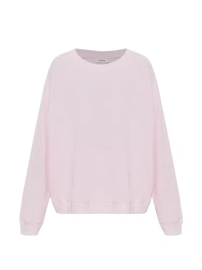 American Vintage Waffle-knit Raglan-sleeve Sweatshirt In Pink