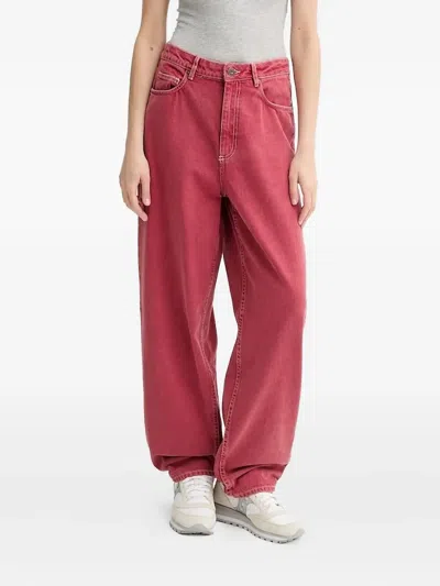 American Vintage Wide-leg Cotton Jeans In Red