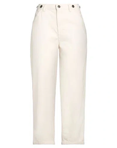 American Vintage Woman Jeans Ivory Size 25 Cotton, Organic Cotton, Recycled Cotton In White