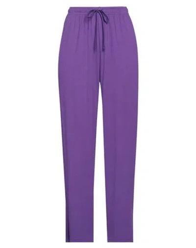 American Vintage Woman Pants Purple Size S Cotton, Polyester