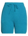 American Vintage Woman Shorts & Bermuda Shorts Azure Size L Polyamide, Merino Wool, Alpaca Wool In Blue
