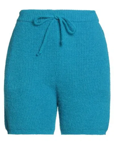 American Vintage Woman Shorts & Bermuda Shorts Azure Size L Polyamide, Merino Wool, Alpaca Wool In Blue