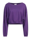 American Vintage Woman Sweatshirt Purple Size L Cotton, Polyester