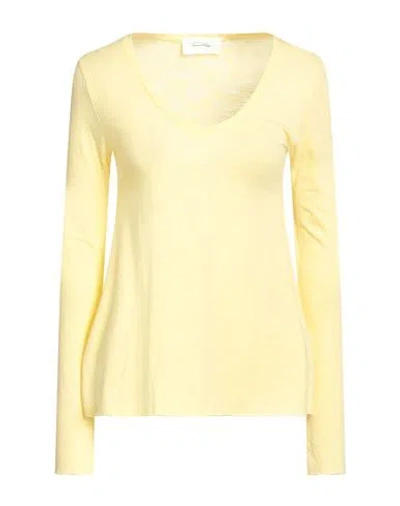 American Vintage Woman T-shirt Pastel Yellow Size L Cotton, Viscose In Yellow