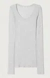 American Vintage Round Collar And Long-sleeved T-shirt In Gray