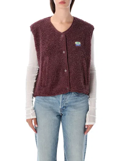 American Vintage Women's Sherpa Snap-front Vest In Bordeaux