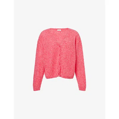 American Vintage Nuggy V-neck Long-sleeve Wool Cardigan In Pink