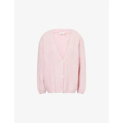 American Vintage Womens Barbe A Papa Chine V-neck Long-sleeve Knitted Cardigan In Pink