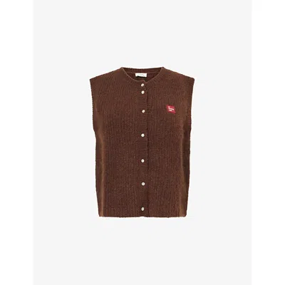 American Vintage Womens Chataigner Button-through Knitted Alpaca-blend Vest In Brown