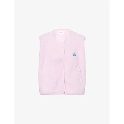 American Vintage Womens  Hoktown Brand-patch Fleece Gilet In Pink