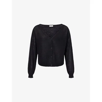 American Vintage Womens Noir Dumy V-neck Wool-blend Cardigan In Black