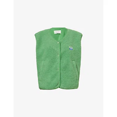 American Vintage Womens Palm Hoktown Brand-patch Fleece Gilet In Brown