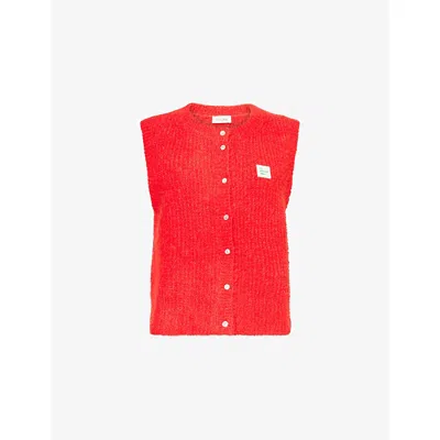 American Vintage Womens Piment Chine East Brand-patch Alpaca-blend Vest In Red