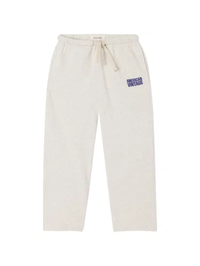 American Vintage Kids' Ykobow Elasticated Logo Track Pants In Neutral