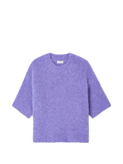 American Vintage Zolly Short-sleeve Round-neck Sweater In Blue