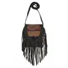 American West Fringed Cowgirl Crossbody Bag In Woven Tapestry In Multi
