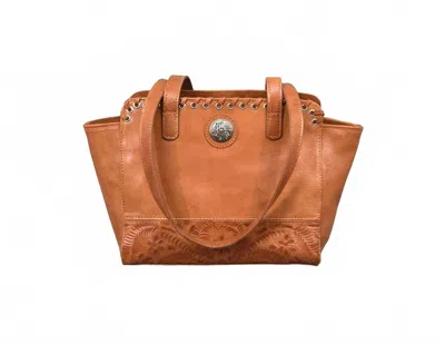 American West Women's Harvest Moon Conceal Carry Zip Tote Bag In Natural Tan In Multi