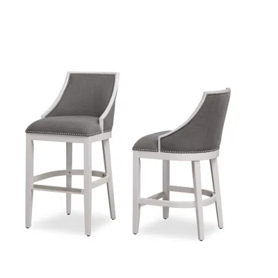 American Woodcrafters Keller 30" Stool - Off White Finish In Gray