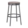 American Woodcrafters Stockton 30" Backless Metal Swivel Stool - Slate Grey - Grey Oak Seat