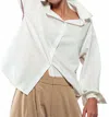 Americana Ribbon Stripe Button Down Shirt In White In White