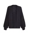 Americandreams Oversized Black Cardigan With Ribbed Cuffs And Open Front Design In Black
